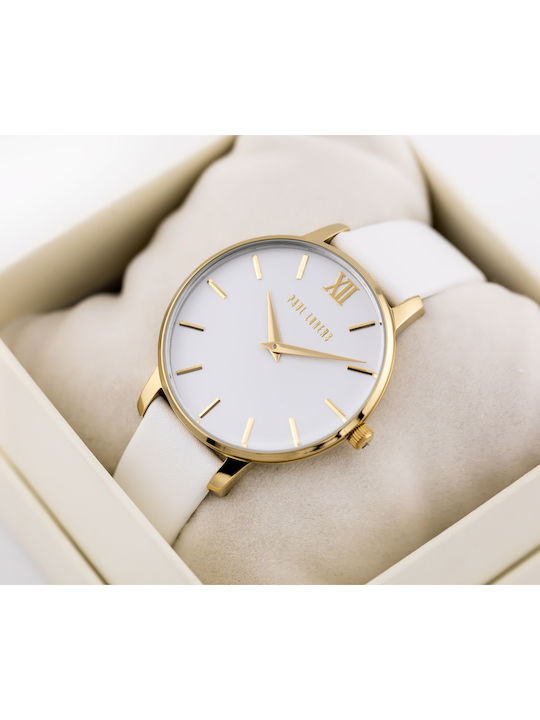 Paul Lorens Women's Watch with White Leather Strap