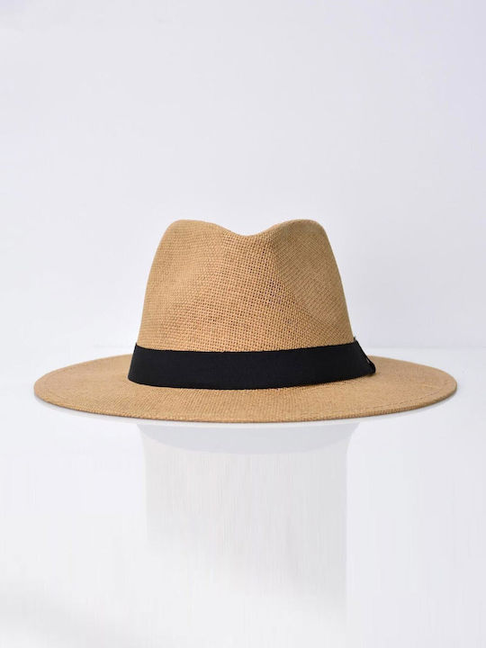 Black Hat with Beige Ribbon 24747