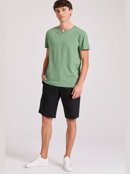 Garage Fifty5 Men's Short Sleeve T-shirt with Buttons Green