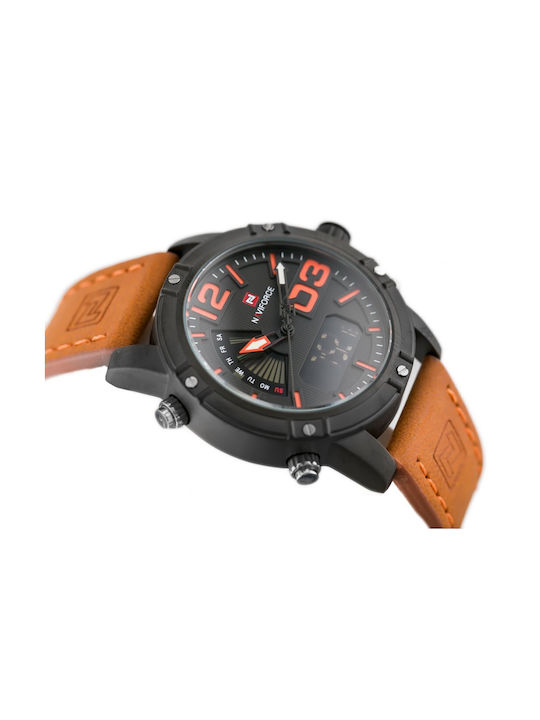 Naviforce Digital Uhr Batterie mit Braun Lederarmband