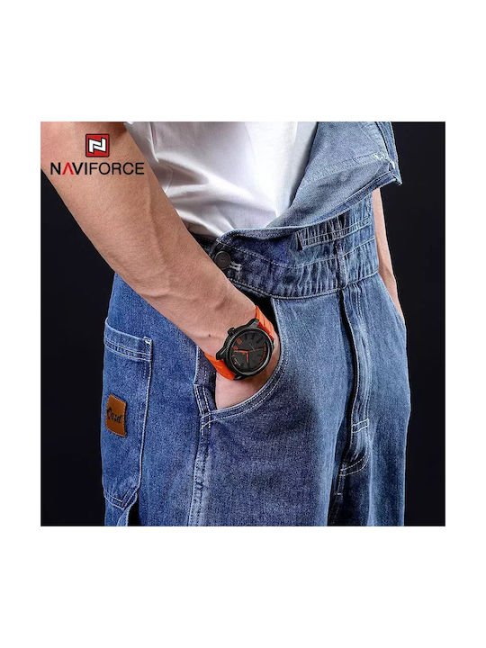 Naviforce Uhr Batterie mit Orange Kautschukarmband