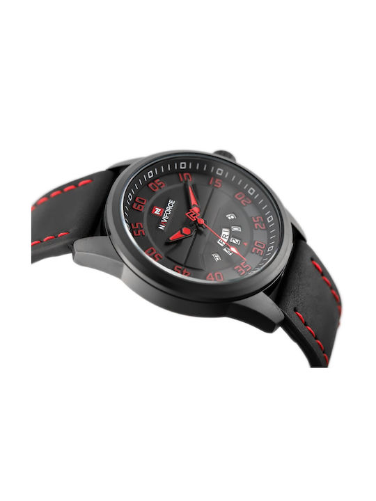 Naviforce Watch Battery with Black Leather Strap