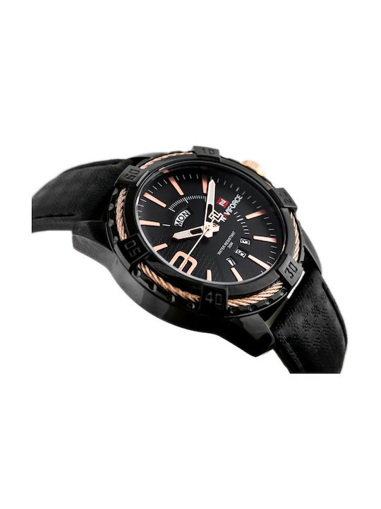 Naviforce Watch Battery with Black Leather Strap