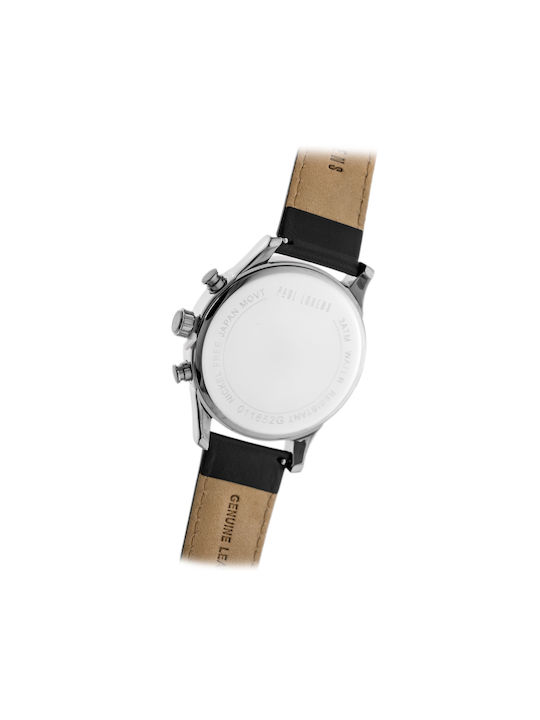 Paul Lorens Watch Battery with Black Leather Strap