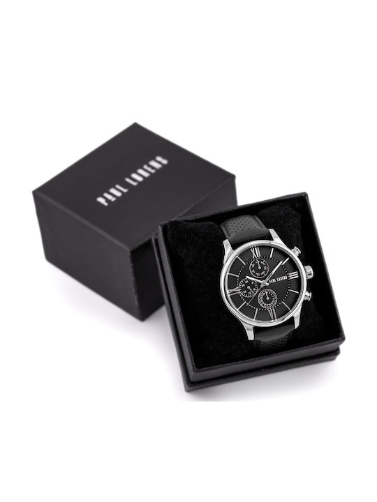 Paul Lorens Men's Watch 45mm Battery with Black Leather Strap