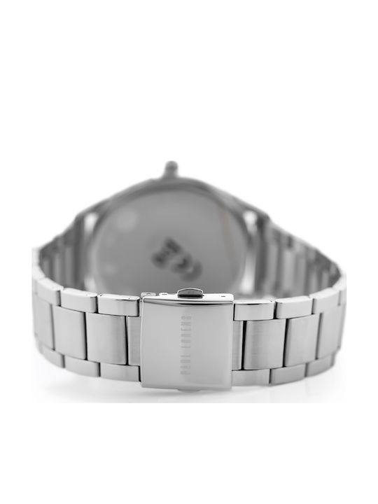 Paul Lorens Men's Watch 44mm Battery with Silver Stainless Steel Bracelet