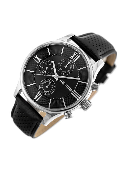 Paul Lorens Men's Watch 45mm Battery with Black Leather Strap