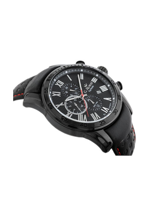 G.Rossi Herrenuhr 40mm Batterie mit Schwarz Lederarmband
