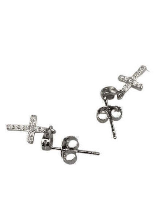925 Silver Earrings Stones Cross