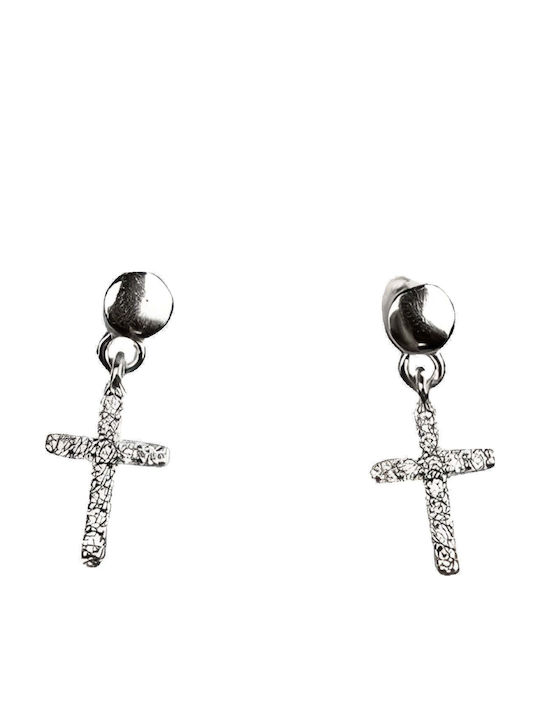 925 Silver Earrings Stones Cross