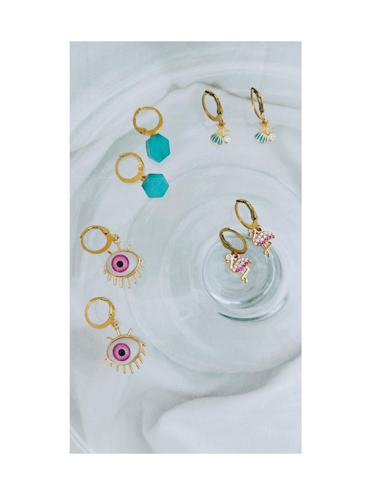 Buhay Earrings Hoops made of Steel Gold Plated with Stones