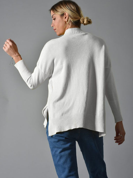 Belle Femme Women's Long Sleeve Sweater White