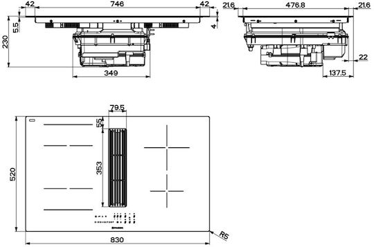Faber Galileo Linear F830 Επαγωγική Εστία Αυτόνομη με Απορροφητήρα 83x52εκ.