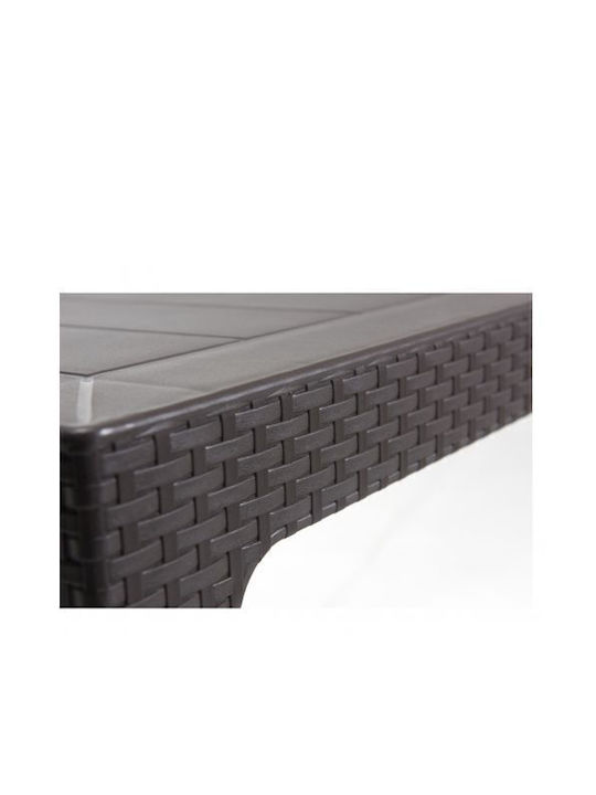 Garten- und Terrassentisch Für Kleine Außenbereiche Rattan Braune 90x150x75cm