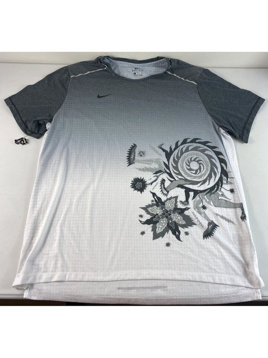 Nike Rise 365 Wild Ανδρικό Αθλητικό T-shirt Κοντομάνικο Γκρι