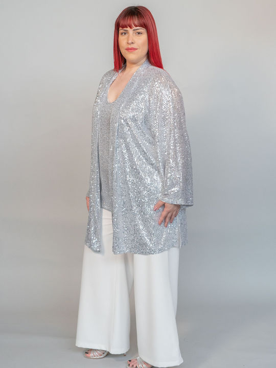 Maniags Women's Kimono Silver