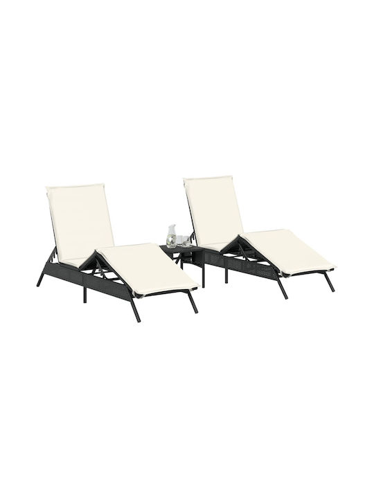 Ξαπλώστρα Rattan με Μαξιλάρι 2τμχ 200x59x26εκ.
