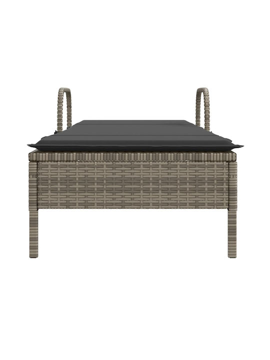 Ξαπλώστρα Rattan με Μαξιλάρι Γκρι 61x161x87εκ.