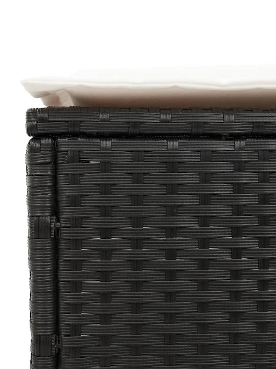 Șezlong Rattan cu Pernă Negru 198x55x39cm