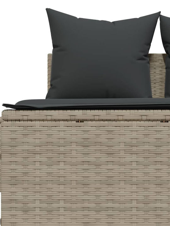 Ξαπλώστρα Διπλή Rattan με Μαξιλάρι Γκρι 104x162εκ.
