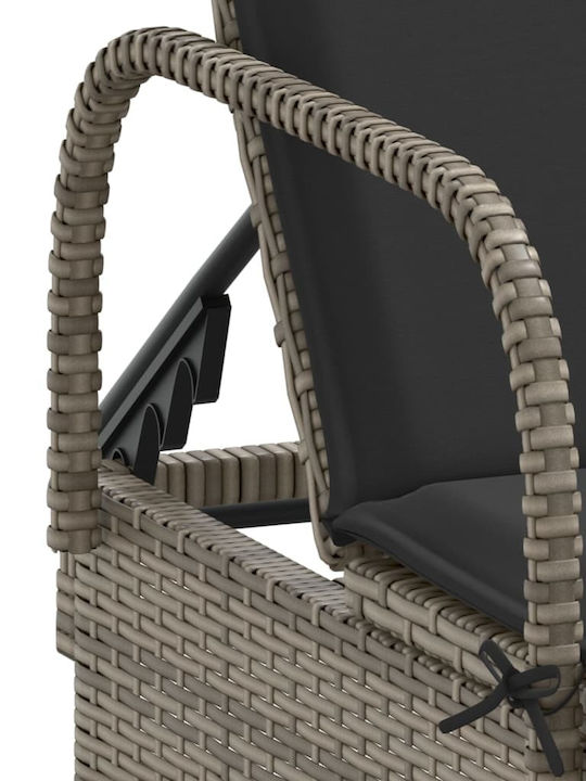 Ξαπλώστρα Rattan με Μαξιλάρι Γκρι 61x161x87εκ.