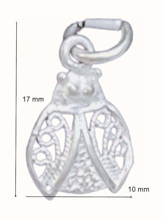925 Silver Pendant Jolie Silver Ladybug Filigree Design 17 X 10 Mm 0.6 G