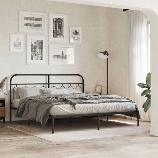 vidaXL Metal Bed Headboard Black 187x100cm