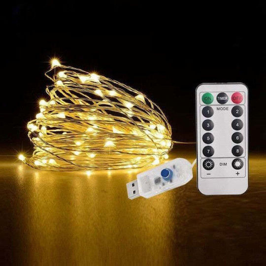 50 Λαμπάκια LED 5μ. Θερμό Λευκό USB σε Σειρά