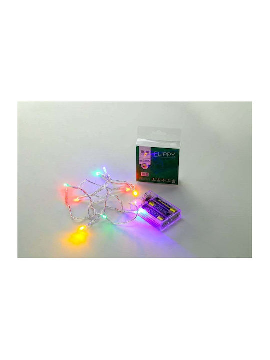 10 Λαμπάκια LED 1μ. Πολύχρωμα Μπαταρίας σε Σειρά