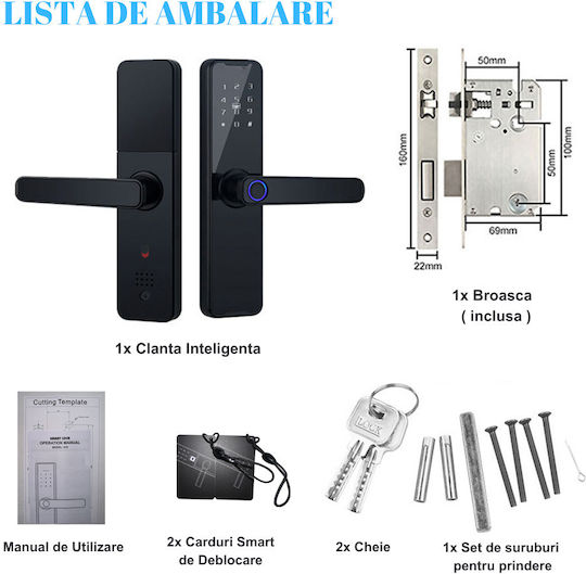 Electronic Lock in color Black with Connectivity Wi-Fi