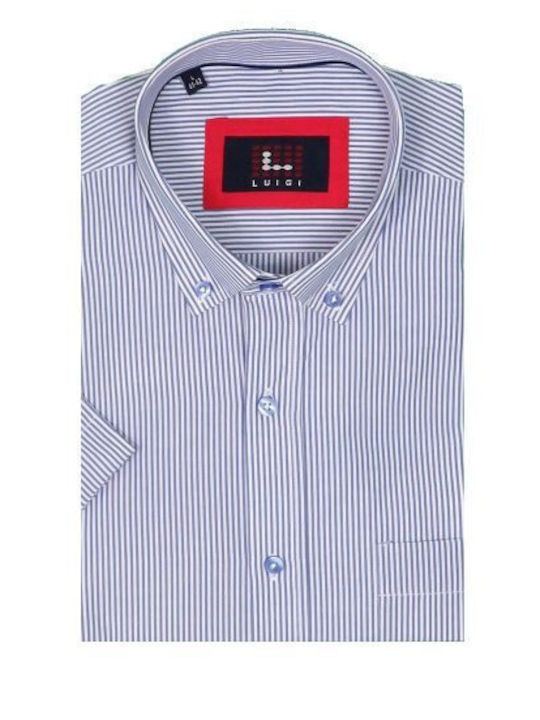 LUIGI 022-8300 492 Men's Short Sleeve Shirt Sky Blue