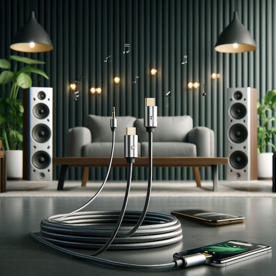 USB 2.0 Cable USB-C male - 3.5mm Γκρι 1m CO2-0013