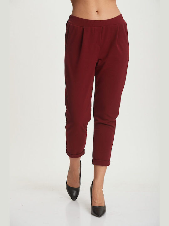 Dress Up Women's Fabric Trousers Bordeaux