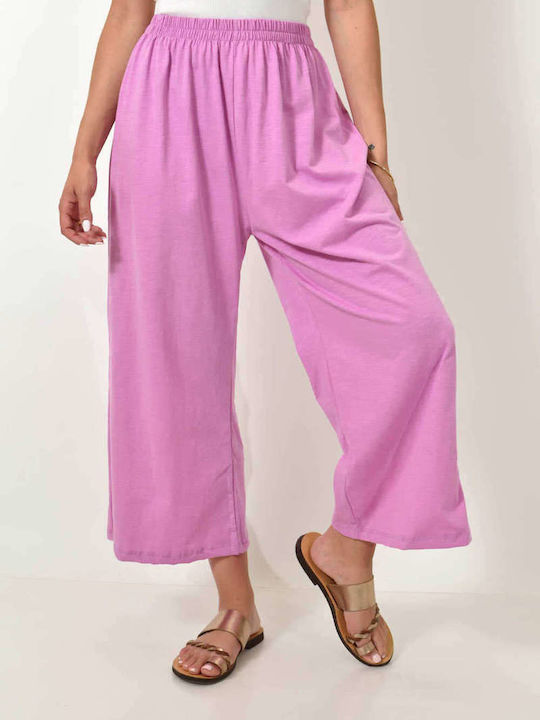 Zip Culottes High Waist Pink 24765