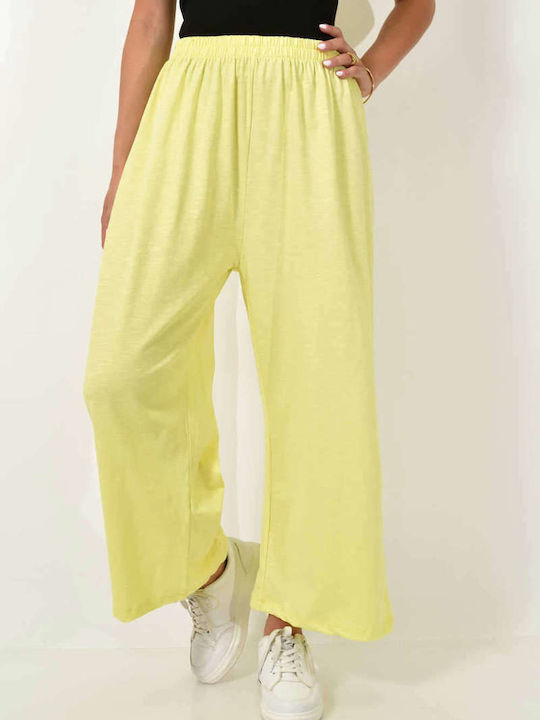 High-waisted Yellow Zip Culotte Trousers 24769