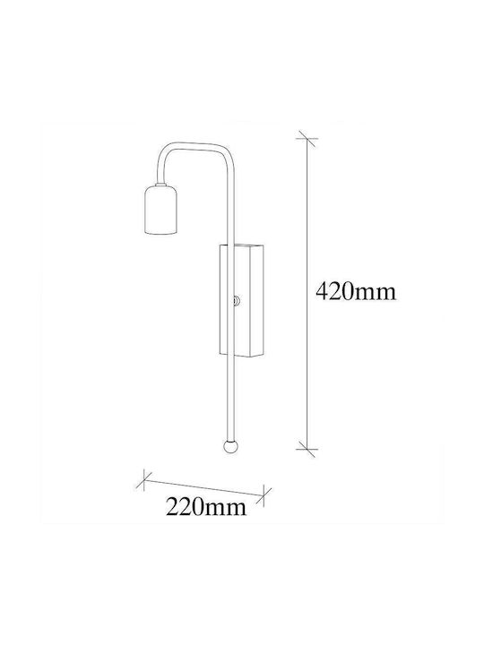 Pakketo Futura Modern Lamp Wall with Socket E27 Gold 45x22x6cm