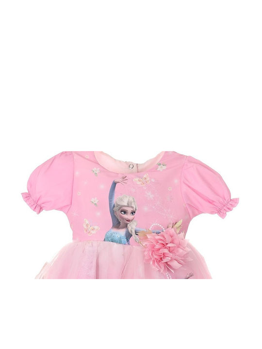 Trendy Shop Kids Dress Tulle Floral Short Sleeve Pink