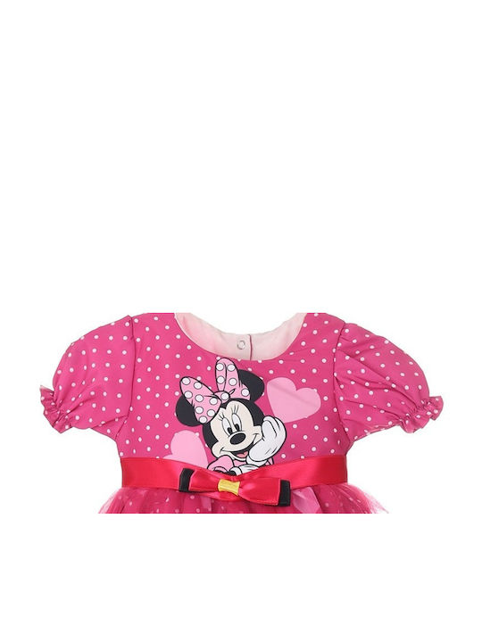 Trendy Shop Kids Dress Tulle Polka Dot Short Sleeve Fuchsia