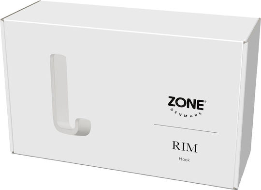 Zone Denmark Άγκιστρο Μπάνιου Μονό με Βίδες ​4x8.5cm Λευκό