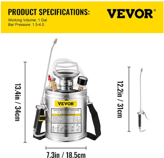 Vevor Ψεκαστήρας Πλάτης με Χωρητικότητα 4lt