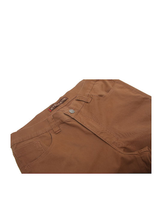 Stefansxxl Men's Trousers Elastic in Loose Fit Tabac Brown