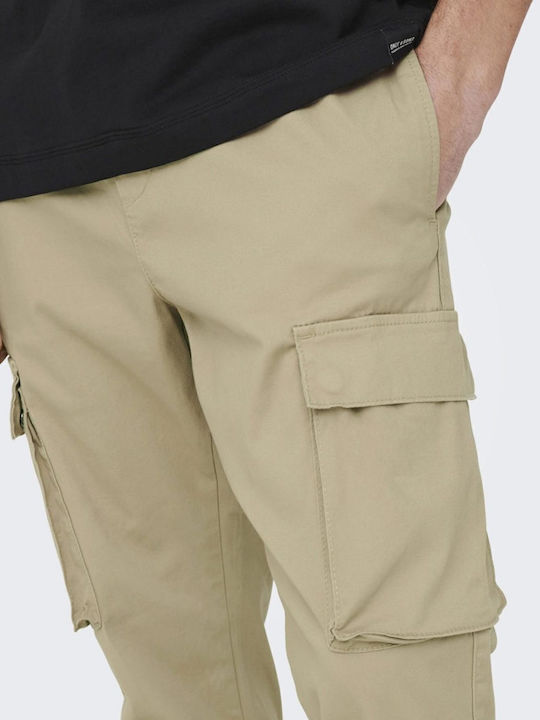 Herrenhose Cargo Elastisch Verjüngt Beige