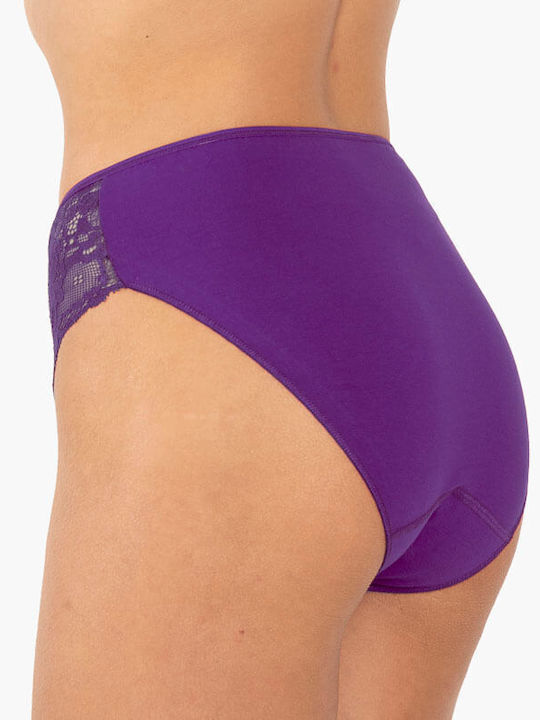 A.A UNDERWEAR Τai Plus Cotton Women's Slip Seamless with Lace Purple