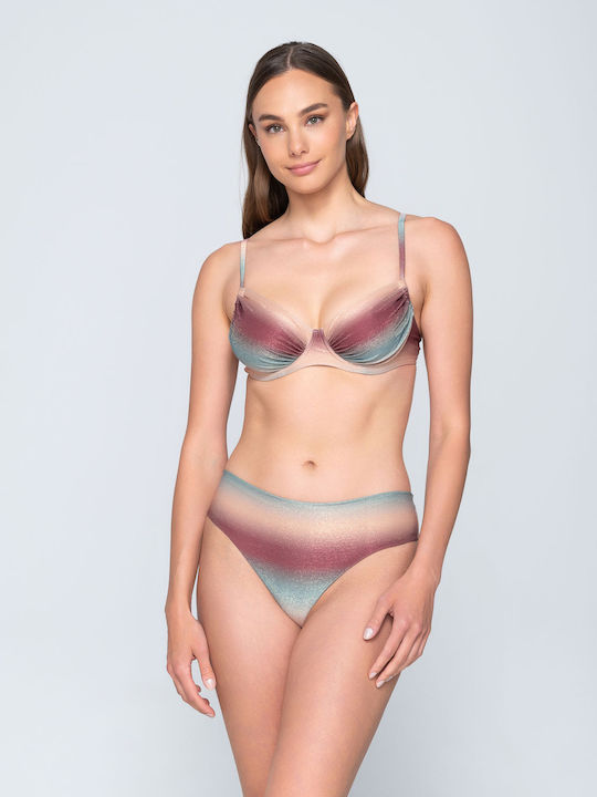 Luna Bikini Bra Lurex with Adjustable Straps Multicolour Striped