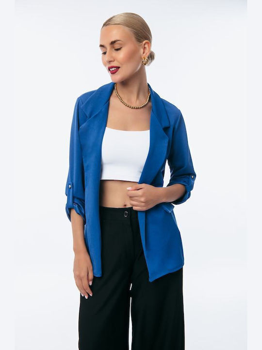 Umgekehrter Ärmel Elektrisch Blauer Blazer