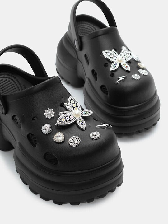 Saboti cu Strass Decorativ & Pietre 4254801-negru