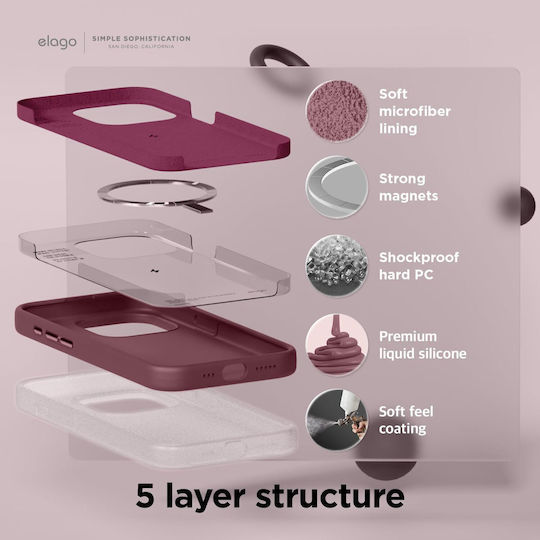Elago Umschlag Rückseite Silikon Burgundisch (iPhone 15 Pro Max)