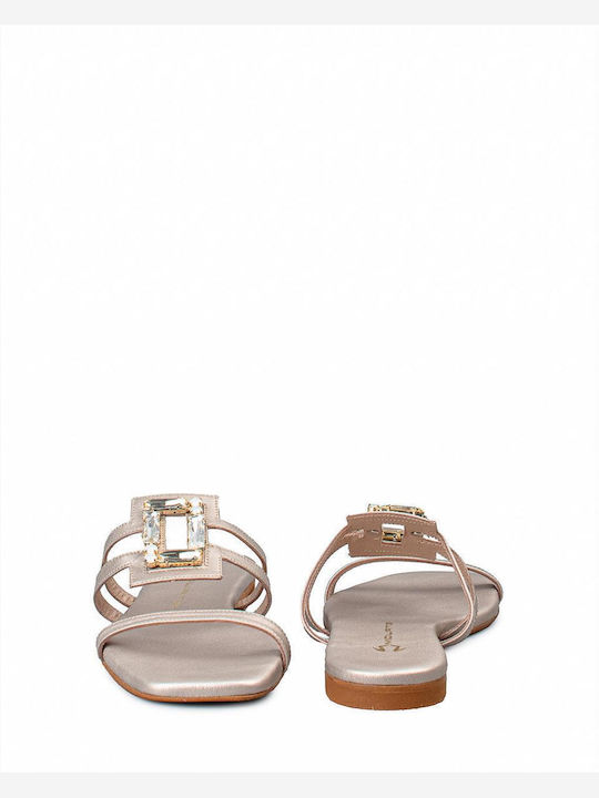 Flache Sandalen für Damen in Gold Farbe