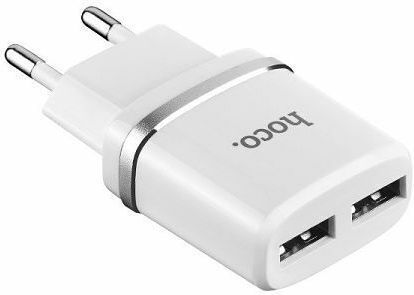 Hoco Charger with 2 USB-A ports and micro USB Cable Quick Charge 3.0 in White Colour (C12)