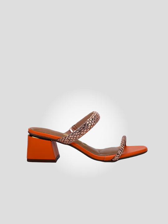 Damen Sandale mit niedrigem Absatz und Riemen Orange Strass 6428.134 Vizzano Orange